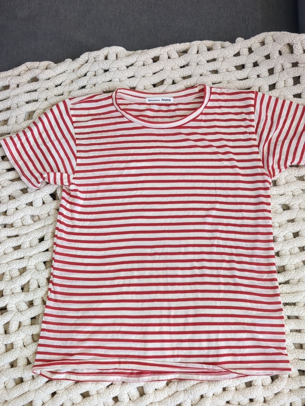 Reformation Jeans Red & White Stripe Tee